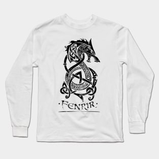 Black Fenrir Wolf Long Sleeve T-Shirt